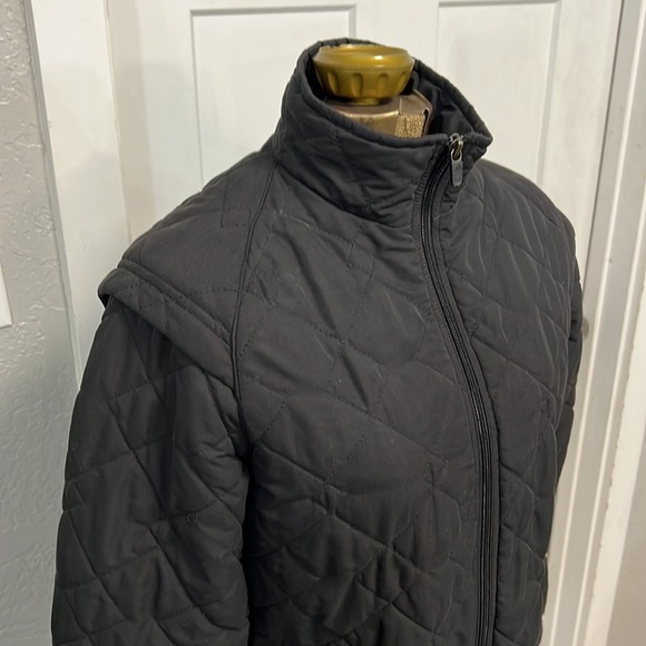 ADIDAS BLACK QUILTED ZIP UP JACKET MEDIUM - Picture 4 of 17